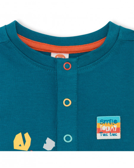 Tee-shirt en jersey manche longue fille bleu smile today