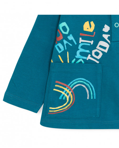 Tee-shirt en jersey manche longue fille bleu smile today