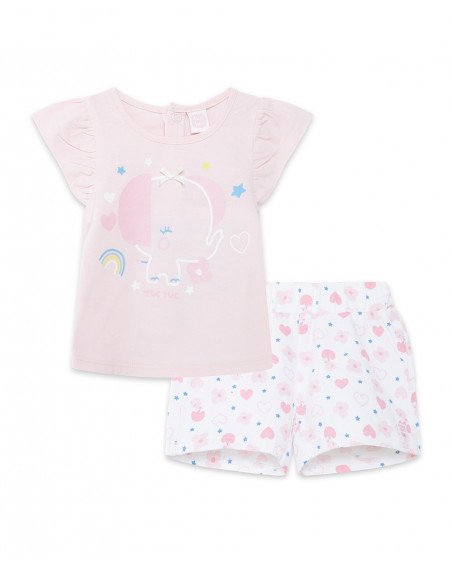 Tee-shirt et short en jersey volants fille rose so cute Tee-shirt et short en jersey volants fille rose so cute