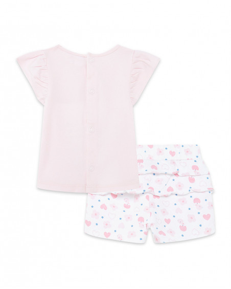 Tee-shirt et short en jersey volants fille rose so cute Tee-shirt et short en jersey volants fille rose so cute