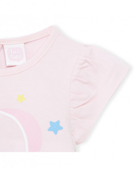 Tee-shirt et short en jersey volants fille rose so cute Tee-shirt et short en jersey volants fille rose so cute