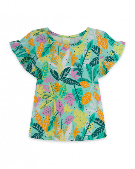 Tee-shirt en jersey imprimée fille vert in the jungle Tee-shirt en jersey imprimée fille vert in the jungle