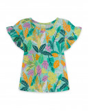 Tee-shirt en jersey imprimée fille vert in the jungle Tee-shirt en jersey imprimée fille vert in the jungle