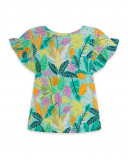 Tee-shirt en jersey imprimée fille vert in the jungle Tee-shirt en jersey imprimée fille vert in the jungle