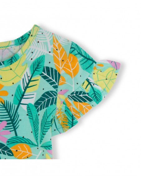 Tee-shirt en jersey imprimée fille vert in the jungle Tee-shirt en jersey imprimée fille vert in the jungle