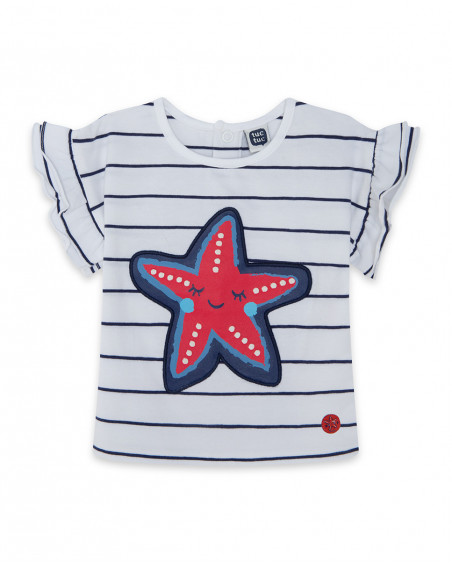 Tee-shirt en jersey à rayures fille blanche red submarine