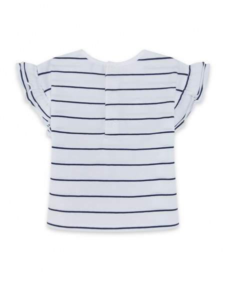 Tee-shirt en jersey à rayures fille blanche red submarine
