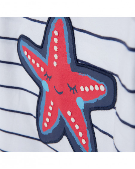 Tee-shirt en jersey à rayures fille blanche red submarine
