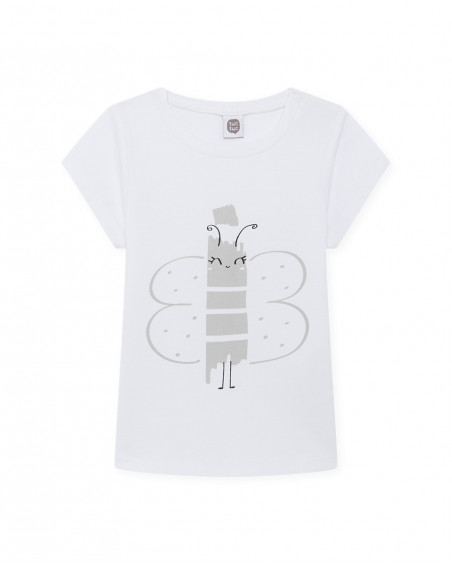 Tee-shirt en jersey papillon fille blanche basicos baby