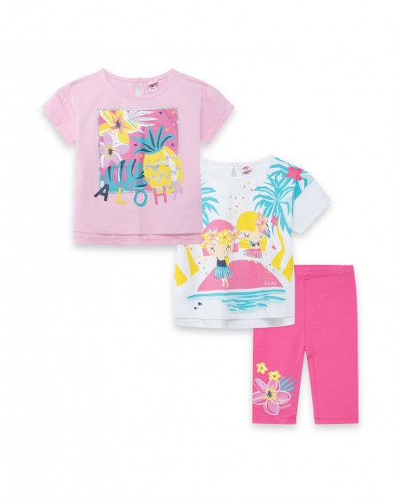 2 tee-shirt et legging capri en jersey fleur fille rose tahiti 2 tee-shirt et legging capri en jersey fleur fille rose tahiti