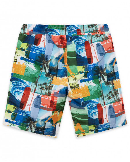 Short de bain imprimée garçon bleu free time Short de bain imprimée garçon bleu free time