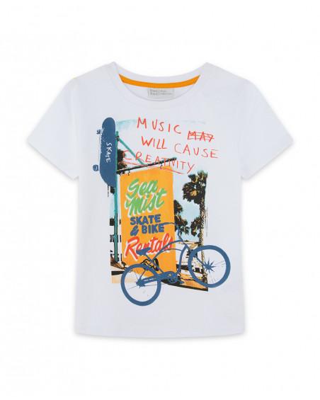 Tee-shirt en jersey skate garçon blanche free time Tee-shirt en jersey skate garçon blanche free time