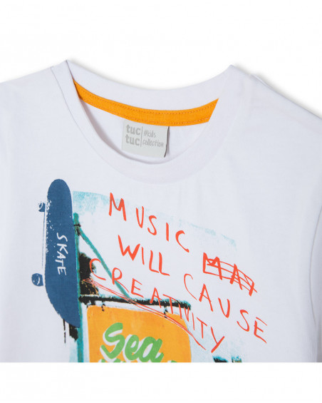 Tee-shirt en jersey skate garçon blanche free time Tee-shirt en jersey skate garçon blanche free time