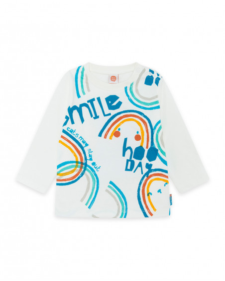 Tee-shirt en jersey manche longue fille beige smile today