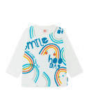 Tee-shirt en jersey manche longue fille beige smile today Tee-shirt en jersey manche longue fille beige smile today