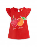 Tee-shirt en jersey volants fille rouge fruitty time Tee-shirt en jersey volants fille rouge fruitty time