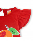 Tee-shirt en jersey volants fille rouge fruitty time Tee-shirt en jersey volants fille rouge fruitty time