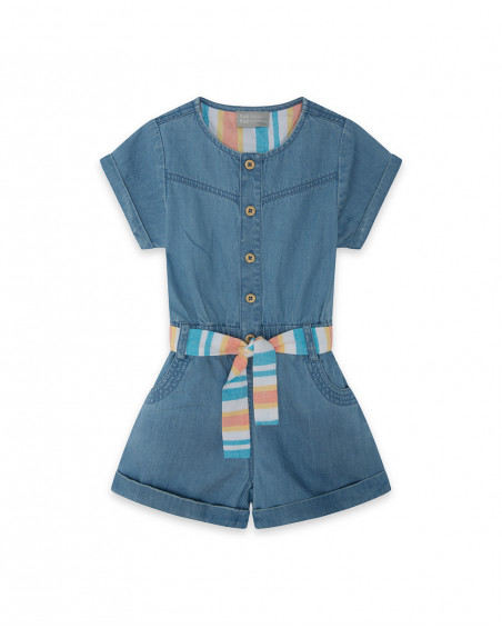 Combinaison en jeans ceinture fille bleu venice beach Combinaison en jeans ceinture fille bleu venice beach