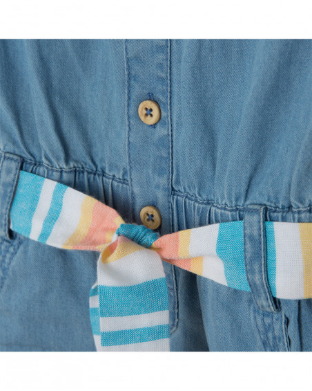 Combinaison en jeans ceinture fille bleu venice beach Combinaison en jeans ceinture fille bleu venice beach