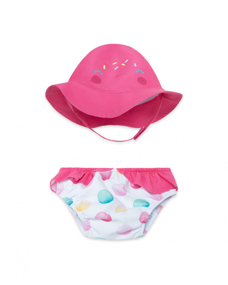 Culotte de bain et bonnet points fille rose icy and sweet