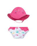 Culotte de bain et bonnet points fille rose icy and sweet Culotte de bain et bonnet points fille rose icy and sweet