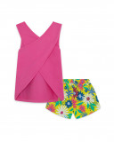 Tee-shirt et short en jersey fleurs fille rose ready to bloom Tee-shirt et short en jersey fleurs fille rose ready to bloom