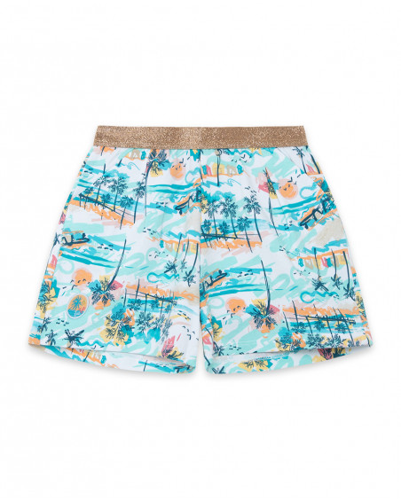Short en jersey imprimé fille bleu venice beach Short en jersey imprimé fille bleu venice beach
