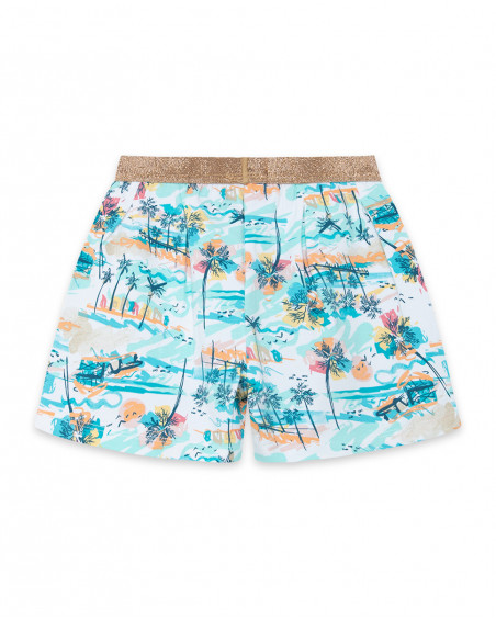 Short en jersey imprimé fille bleu venice beach Short en jersey imprimé fille bleu venice beach