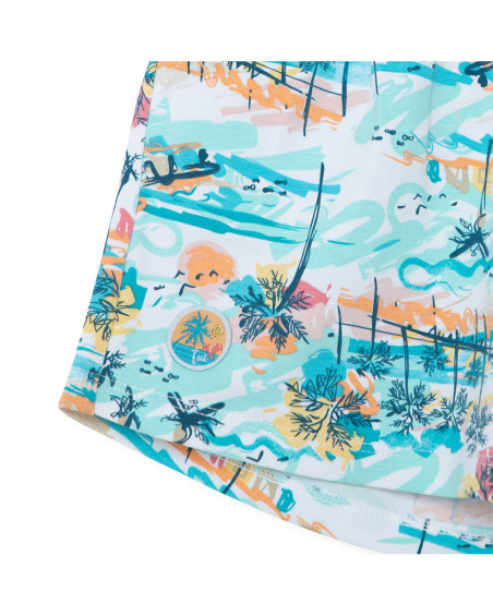 Short en jersey imprimé fille bleu venice beach Short en jersey imprimé fille bleu venice beach
