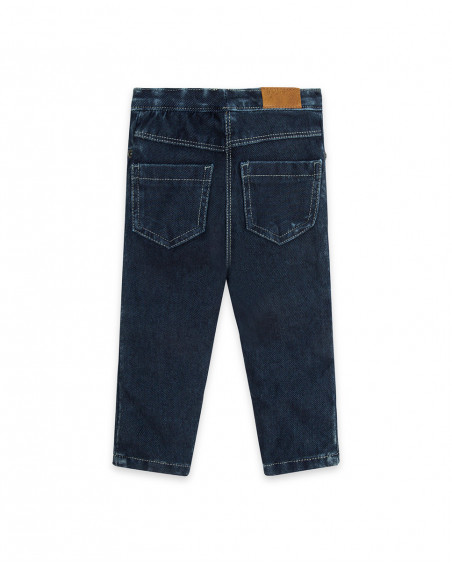Jeggings en coton molletonné effet denim fille bleu basicos baby