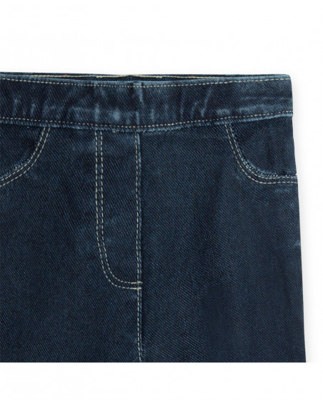 Jeggings en coton molletonné effet denim fille bleu basicos baby
