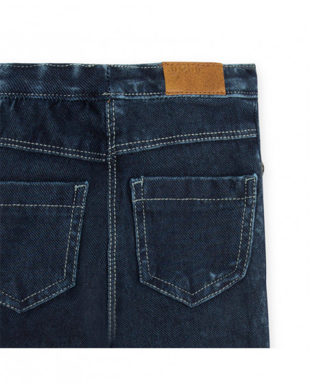 Jeggings en coton molletonné effet denim fille bleu basicos baby