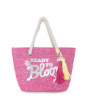 Sac en raphia message fille rose ready to bloom Sac en raphia message fille rose ready to bloom