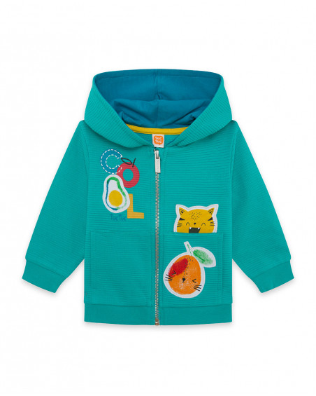 Sweat-shirt capuche en peluche avec fermeture éclair garçon Sweat-shirt capuche en peluche avec fermeture éclair garçon