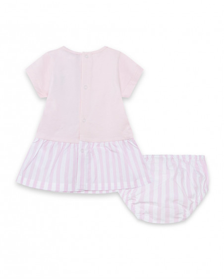 Robe en jersey et popelin à rayures fille rose so cute Robe en jersey et popelin à rayures fille rose so cute