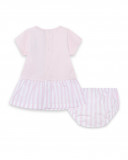 Robe en jersey et popelin à rayures fille rose so cute Robe en jersey et popelin à rayures fille rose so cute