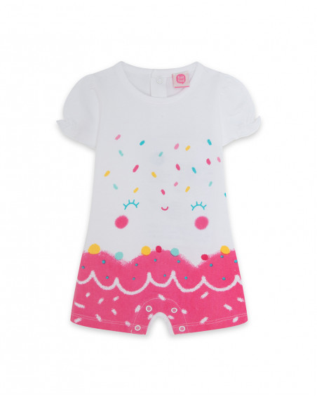 Grenouillère en jersey short fille blanche icy and sweet Grenouillère en jersey short fille blanche icy and sweet