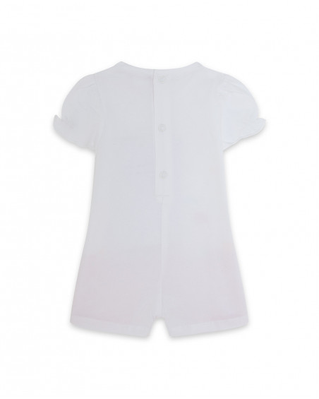 Grenouillère en jersey short fille blanche icy and sweet Grenouillère en jersey short fille blanche icy and sweet