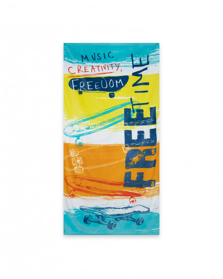 Serviette imprimée garçon orange free time Serviette imprimée garçon orange free time