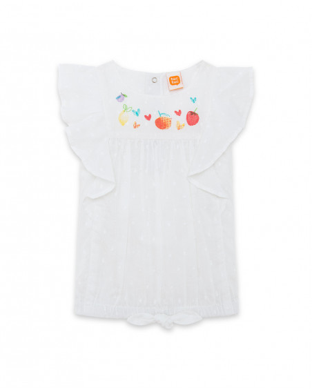 Blouse en popeline volants fille blanche fruitty time Blouse en popeline volants fille blanche fruitty time