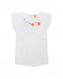 Blouse en popeline volants fille blanche fruitty time Blouse en popeline volants fille blanche fruitty time