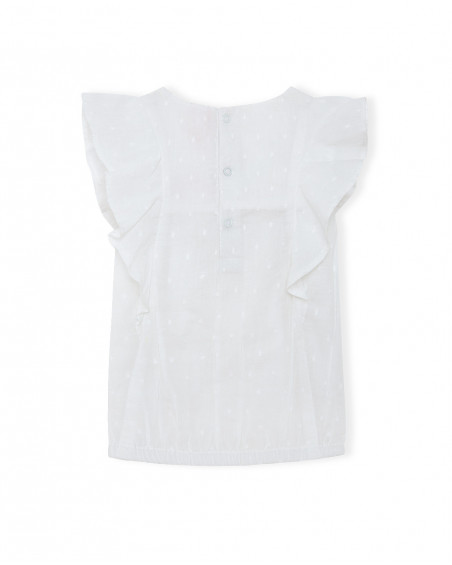 Blouse en popeline volants fille blanche fruitty time Blouse en popeline volants fille blanche fruitty time