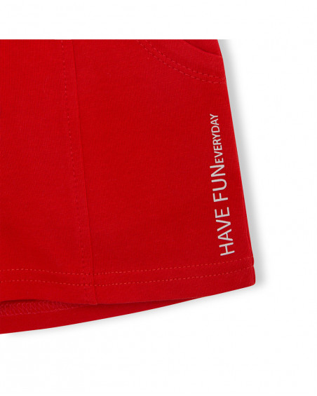 Bermuda en jersey lacets garçon rouge basicos baby Bermuda en jersey lacets garçon rouge basicos baby