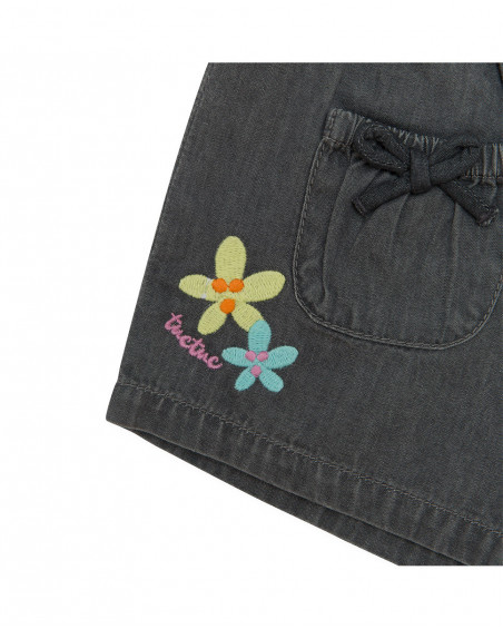 Short en jeans avec poches fille gris in the jungle