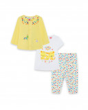 Ensemble 3 pièces jersey coeurs fille jaune hi! sunshine Ensemble 3 pièces jersey coeurs fille jaune hi! sunshine