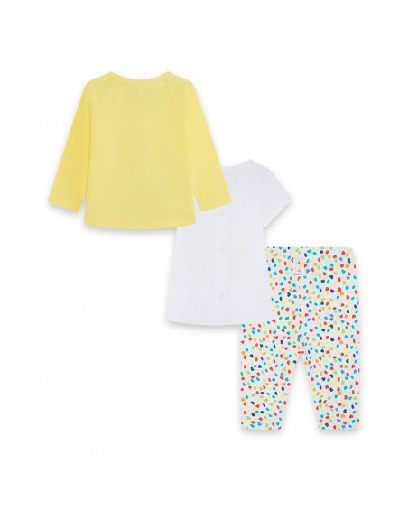 Ensemble 3 pièces jersey coeurs fille jaune hi! sunshine Ensemble 3 pièces jersey coeurs fille jaune hi! sunshine
