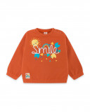 Sweat-shirt en peluche sans capuche fille orange smile today Sweat-shirt en peluche sans capuche fille orange smile today
