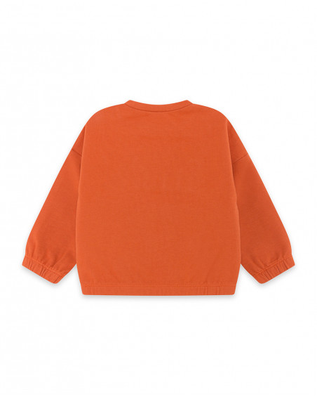 Sweat-shirt en peluche sans capuche fille orange smile today Sweat-shirt en peluche sans capuche fille orange smile today