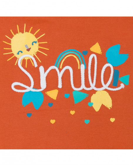Sweat-shirt en peluche sans capuche fille orange smile today Sweat-shirt en peluche sans capuche fille orange smile today