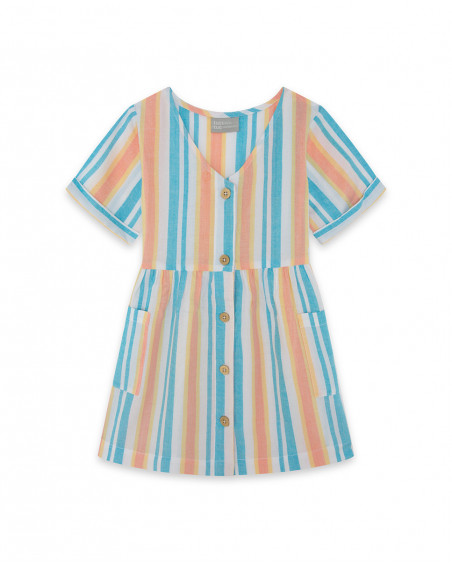Robe en popeline à rayures fille bleu venice beach Robe en popeline à rayures fille bleu venice beach